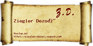 Ziegler Dezső névjegykártya